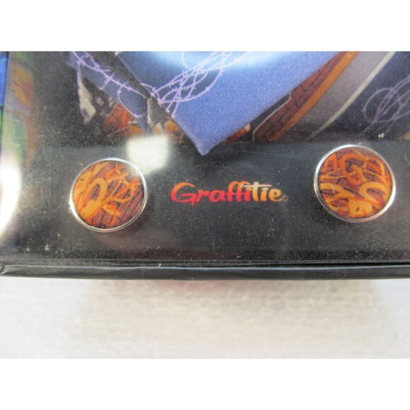Mens Silk Tie Hanky and Cuff Link Set by Graffitie New in Box - Picture 4 of 14